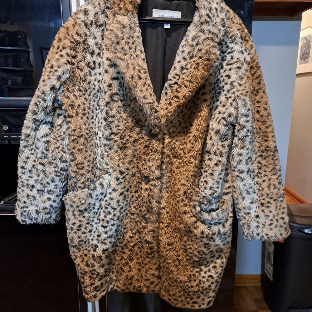 Leopard Print Faux Fur Coat